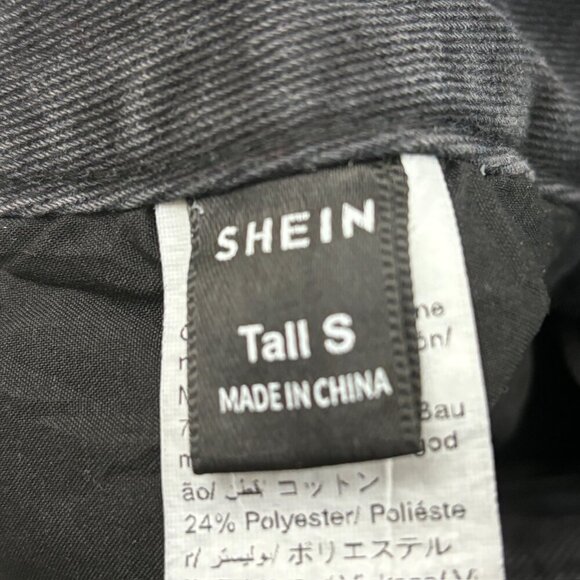 Shein Relaxed Straight Distressed Women's size S Tall Black Denim jeans - Picture 2 of 4